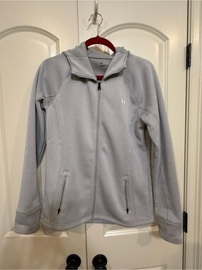 Under Armour Light Gray Hooded Full-Zip Fleece Jacket